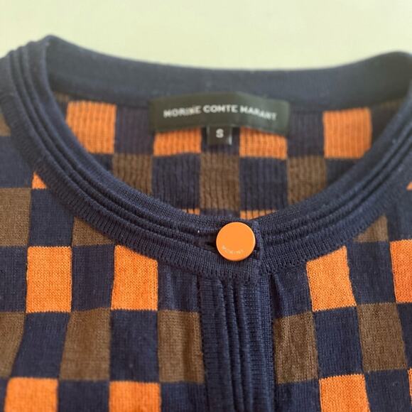 Morine Compte Marant checkered wool blend cardigan sweater size Small - Picture 7 of 9